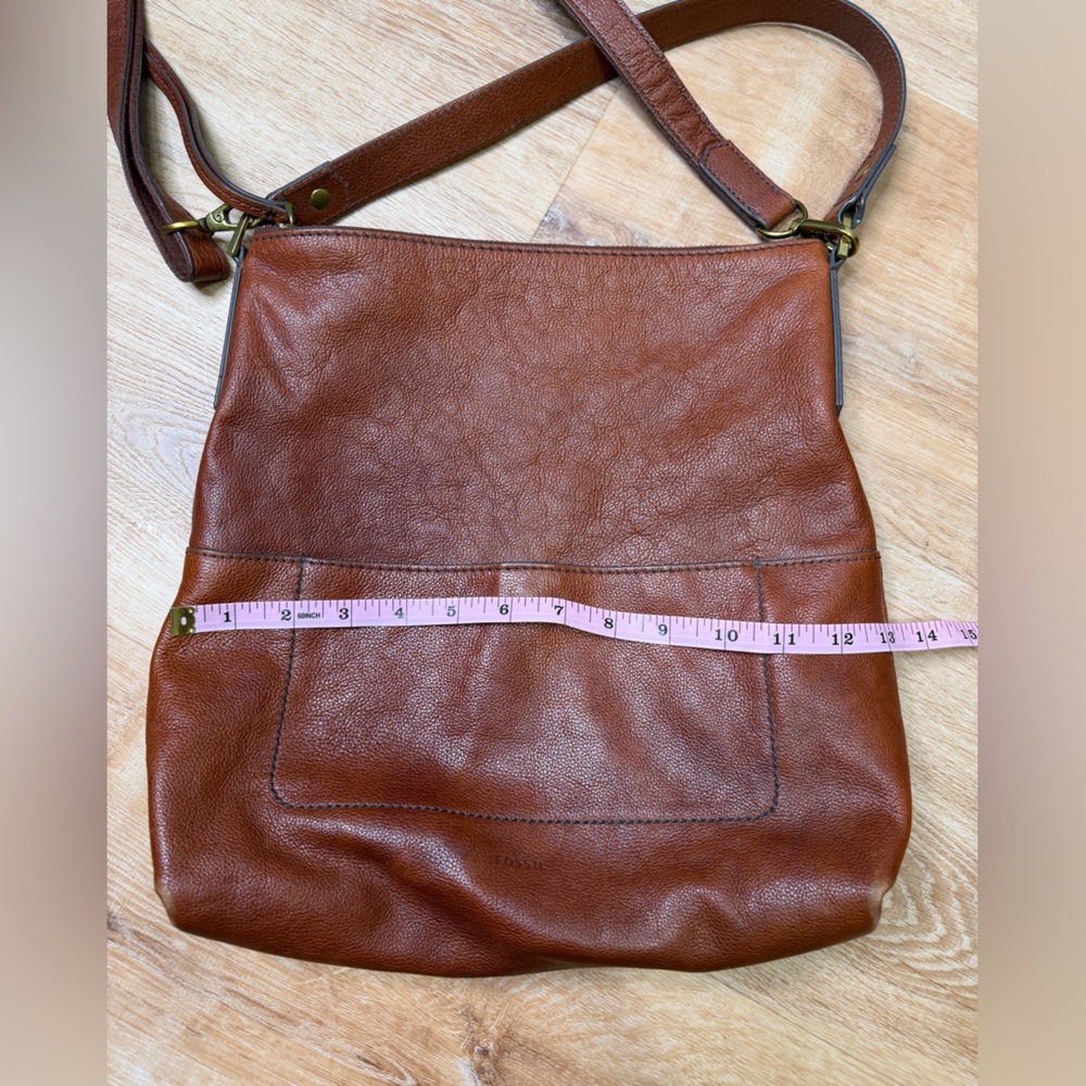 Fossil Amelia Brown Leather Shoulder Boho Crossbody Bag - Picture 7 of 12
